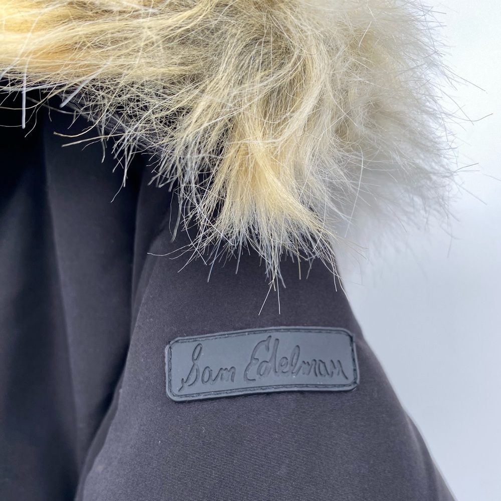 SAM EDELMAN Black Parka Faux Fur
Removeable Hooded Jacket Size S Water
Resistant - Picture 11 of 15